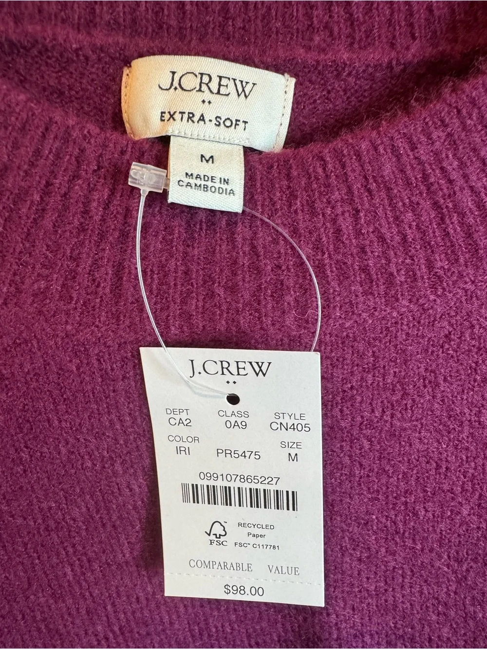 NWT J. Crew Women's Plum Crewneck Sweater Size Medium